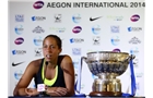 EASTBOURNE, ENGLAND - JUNE 21:  Madison Keys of USA answers questions from the media after beating Angelique Kerber of Germany during their Women's Finals match on day eight of the Aegon International at Devonshire Park on June 21, 2014 in Eastbourne, England. (Photo by Jan Kruger/Getty Images)